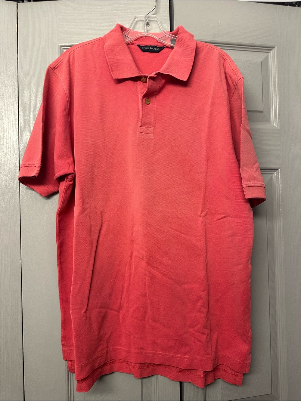 Scott Barber Men's Coral Short-Sleeve Polo
